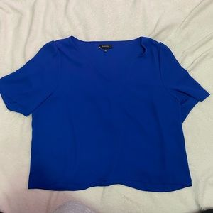 Blue Aritzia Babaton Cropped shirt. Size Large